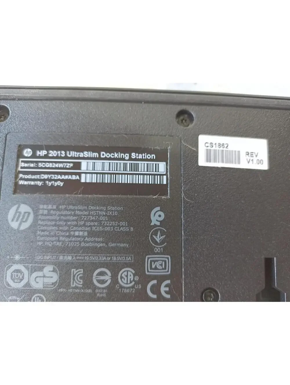 HP 2013 UltraSlim Docking Station D9Y32AA EliteBook ProBook No Adapter Tested